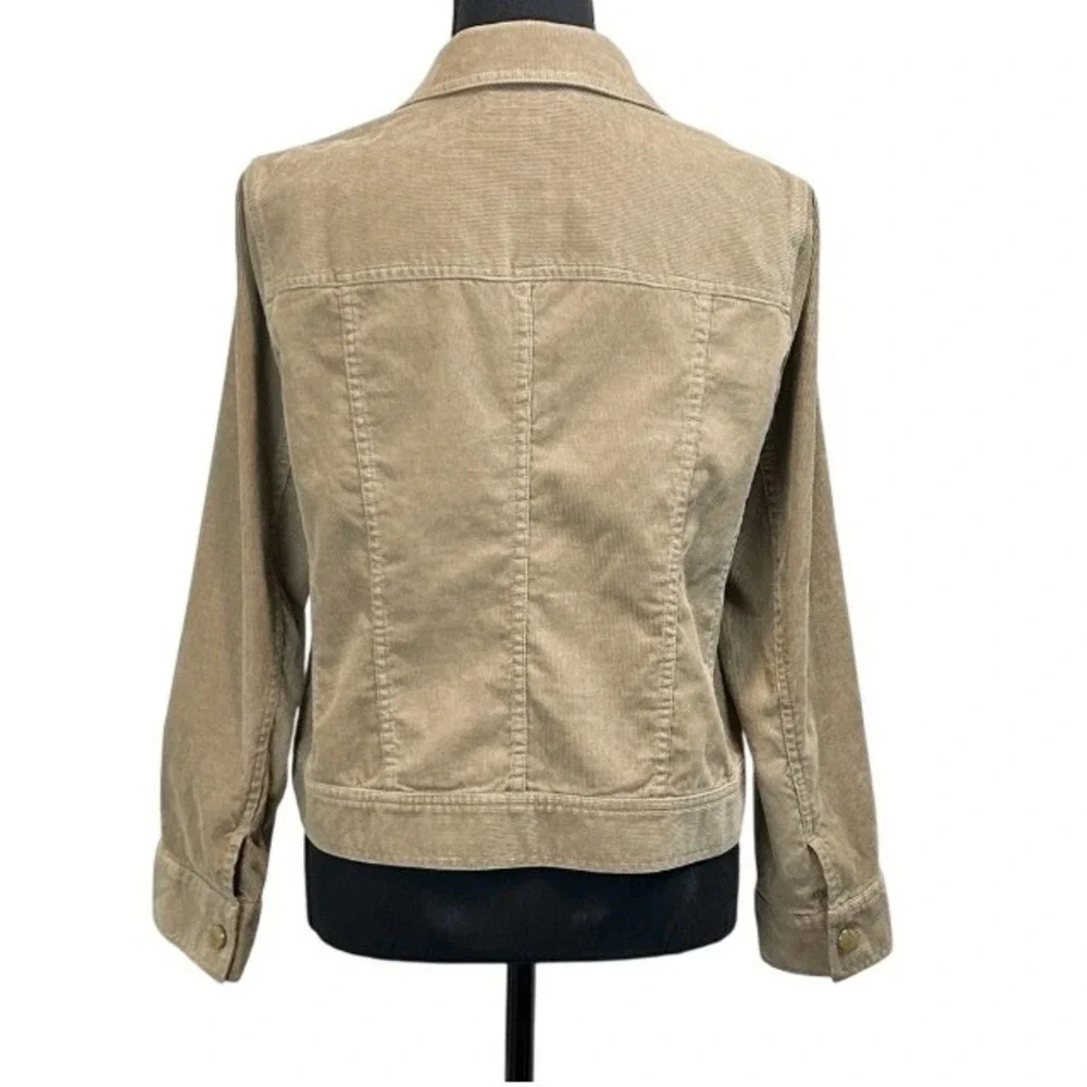 Talbots Womens Petite Corduroy Trucker Jacket Beige Brown‎ 6P Classic casual